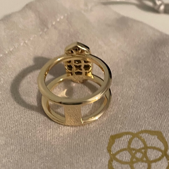 Kendra Scott Elyse Ring In Gold Platinum Drusy Size 7 - Picture 2 of 3